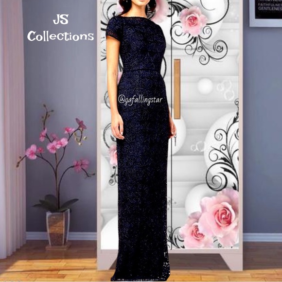 JS Collections Dresses & Skirts - JS Collections Sequin Embellished Crochet Column Gown NWT
